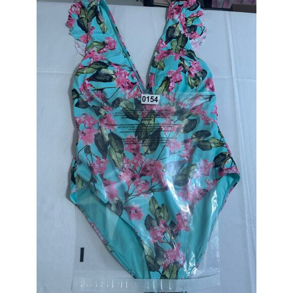 Tropical Ruffle-Shoulder One-Piece Swimsuit - Size S - Picture 4 of 4
